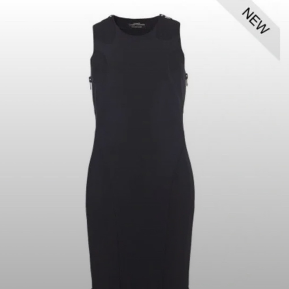 All Saints Black Sleeveless Sheath Midi Dress
